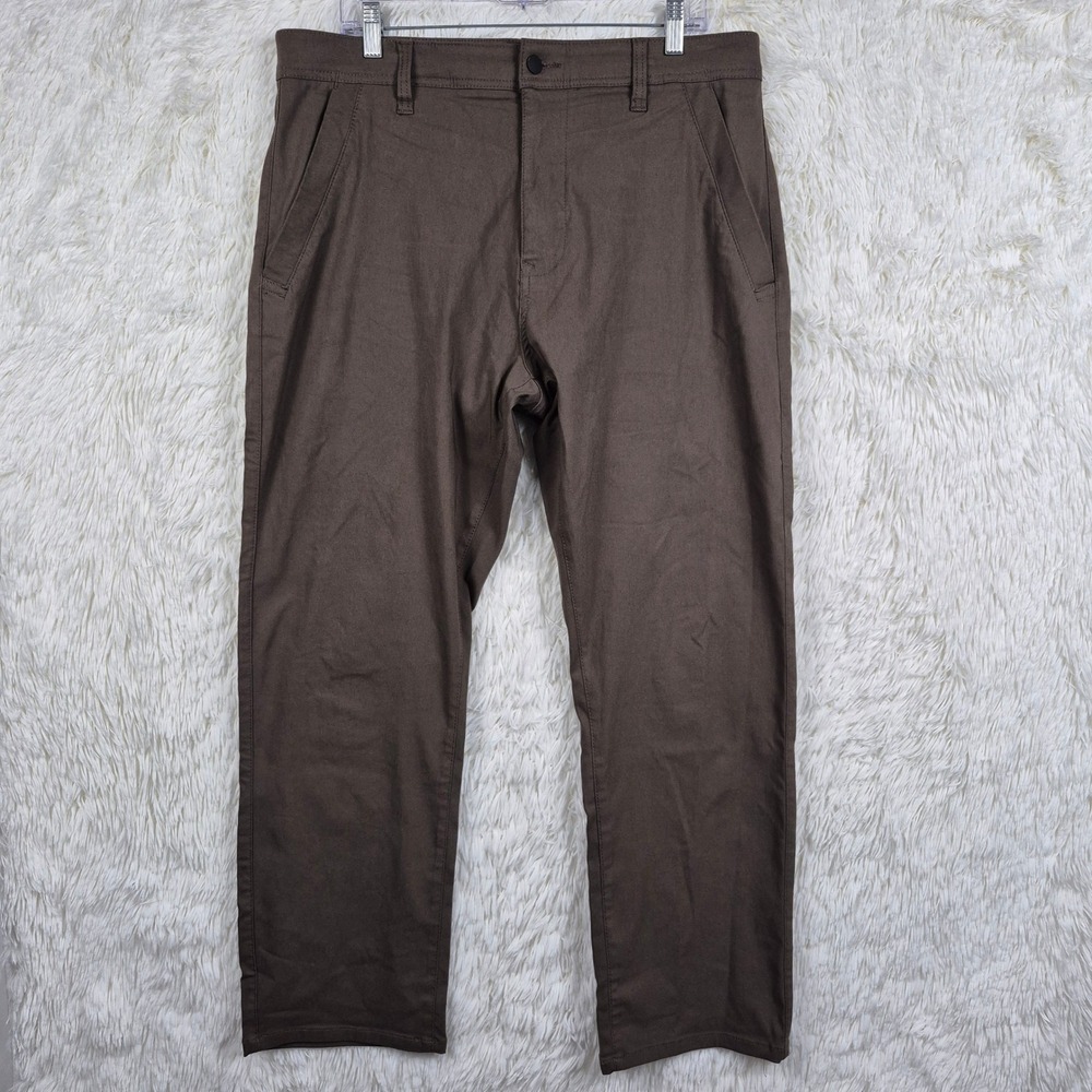 Projek Raw Mens Loose Fit Straight Leg Chino Pants Brown Size 36 Casual Trousers
